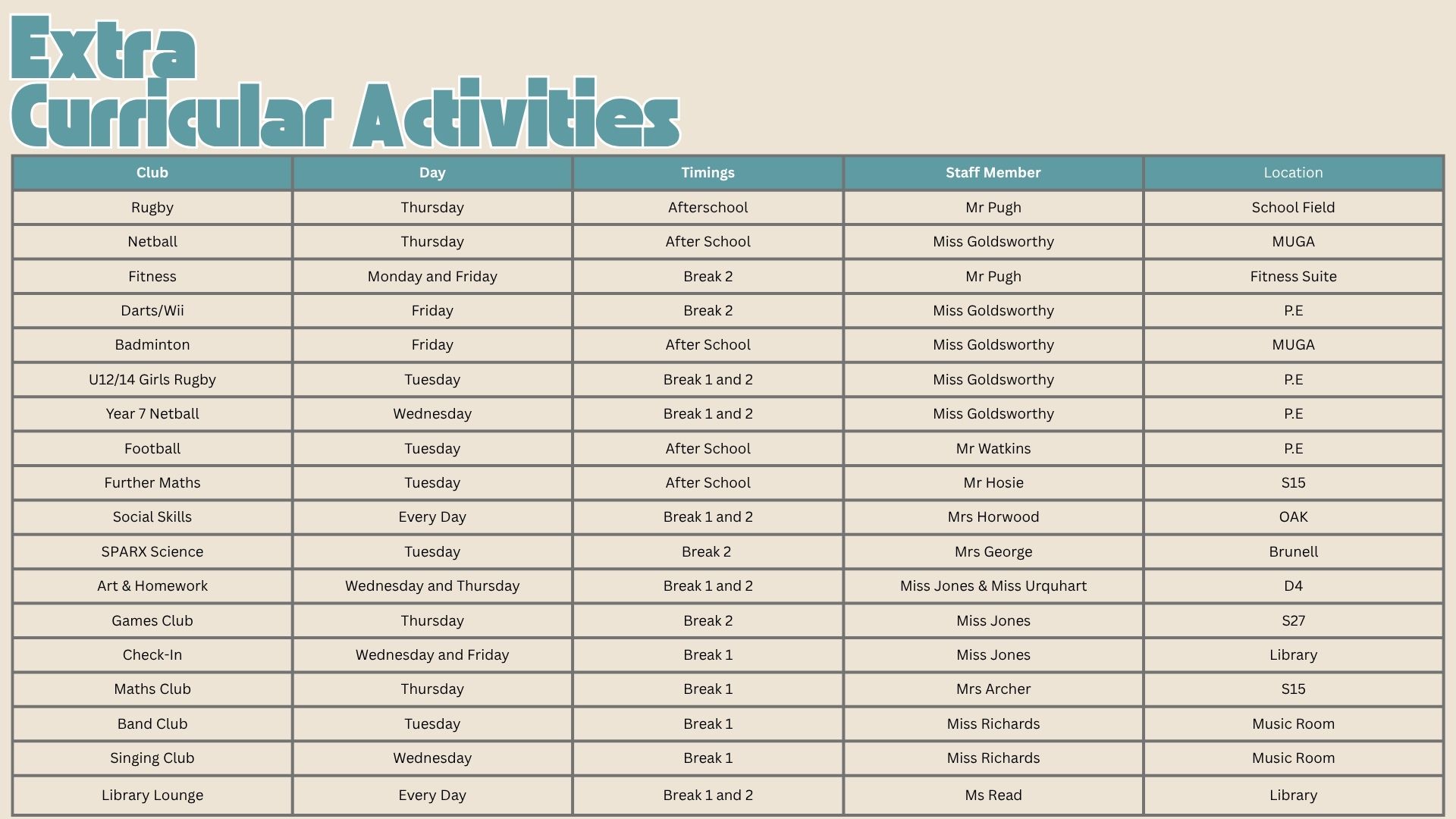 Extra Curricular Activities